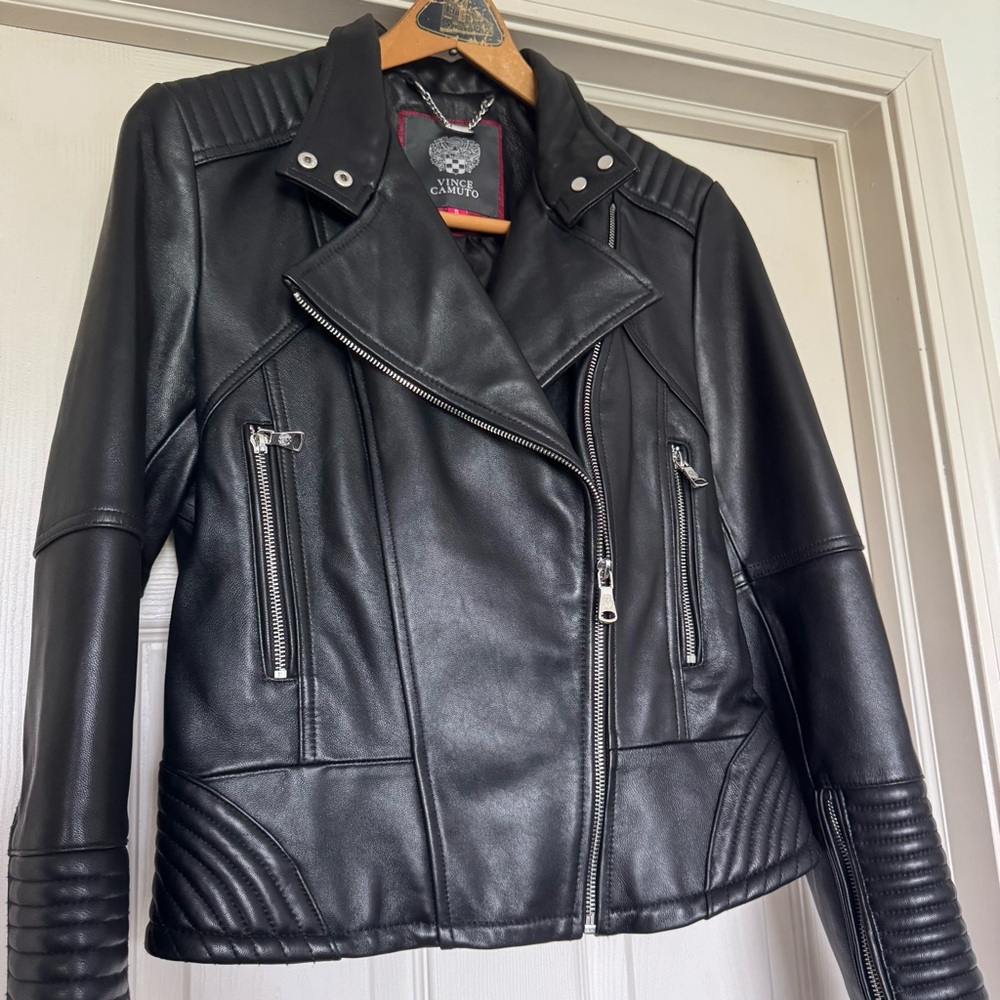 Women's Black Leather Jacket - Picture 2 of 11